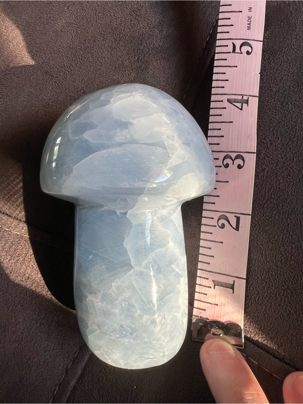 Polished Light Blue Crystal Mushroom Home Accent